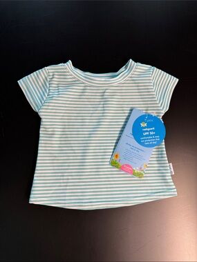 iplay. Rashguard Swim Shirt- Aqua & White Stripe - 12 Months - NWT
